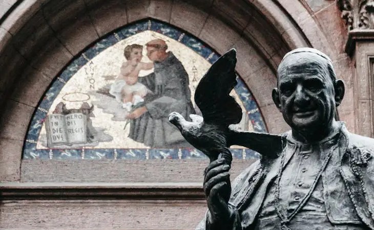 statue in front of the church of st anthony of padua istanbul turkey